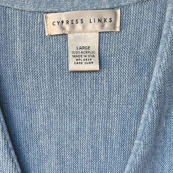 CYFRESS LINKS Men Large Cardigan 100% Acrylic Bottoms Down Long Sleeve Gray - Picture 5 of 6